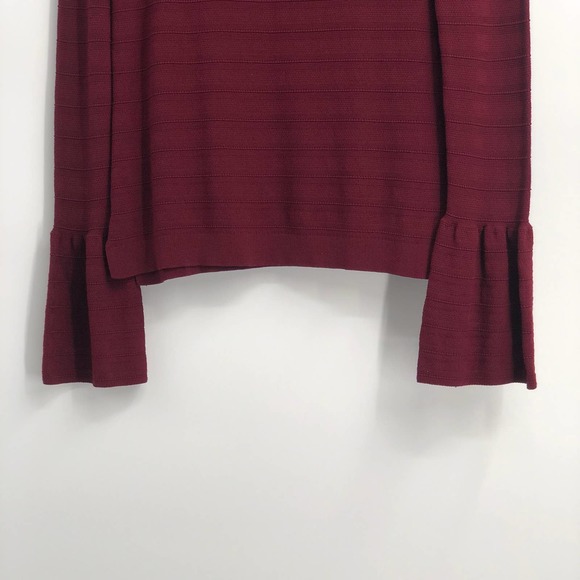 Ann Taylor Pullover Sweater Rib Knit Scoop Neck Long Sleeve Red Medium - Picture 3 of 10